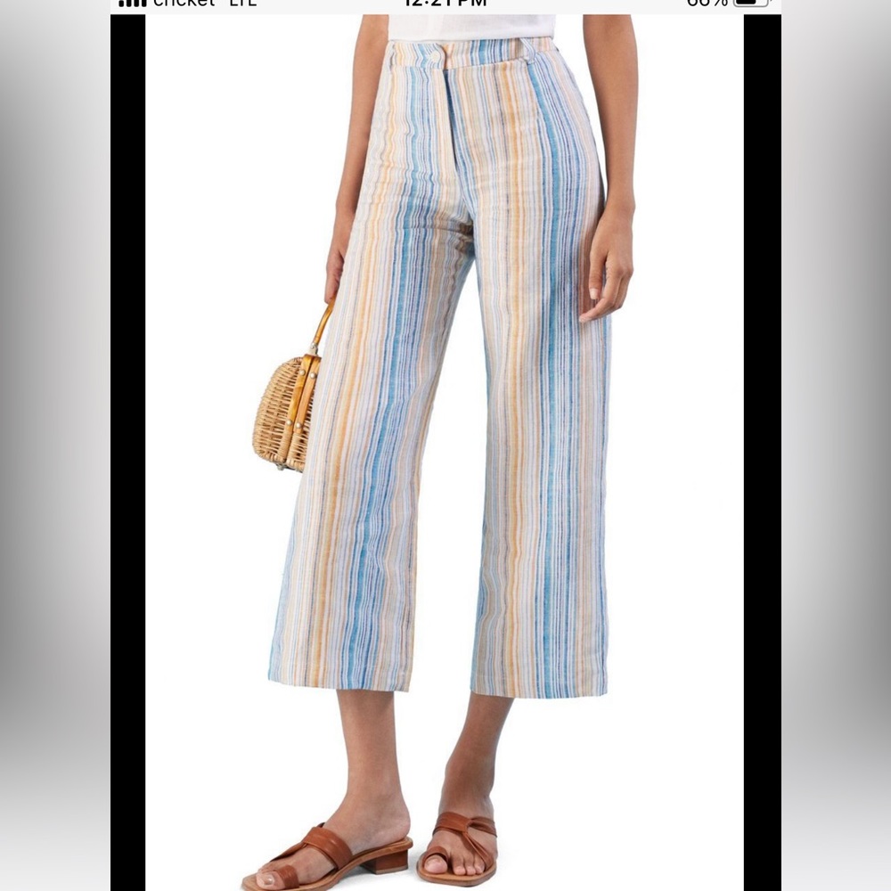 Reformation Linen striped pants Tahiti Marbella size 4 NWT price firm!